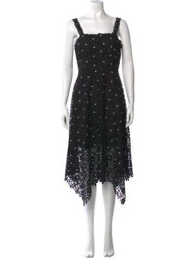 Pre-owned Milly Lace Pattern Midi Length Dress In Black