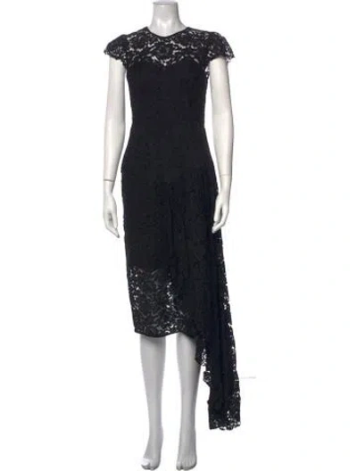 Pre-owned Milly Lace Pattern Midi Length Dress In Black