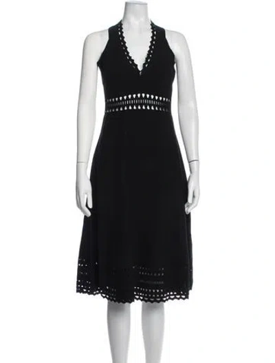 Pre-owned Milly Lace Pattern Midi Length Dress In Black