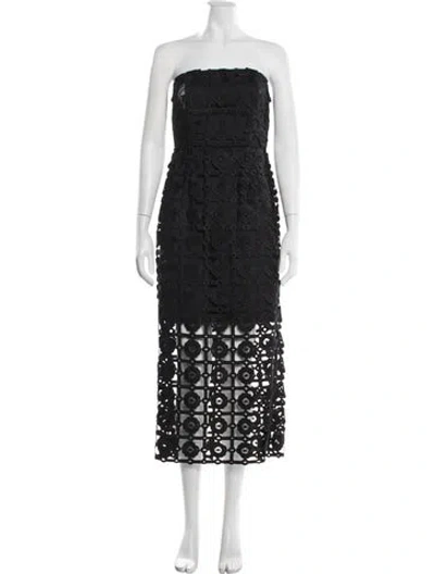 Pre-owned Milly Lace Pattern Midi Length Dress In Black