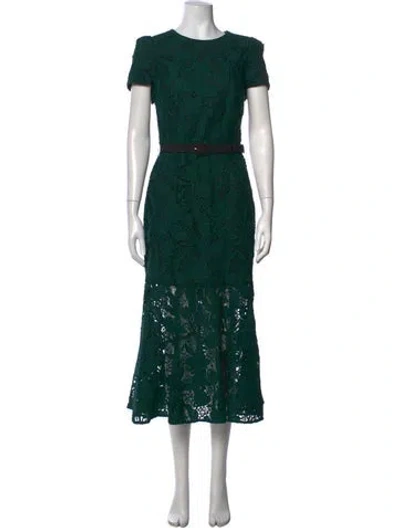 Pre-owned Milly Lace Pattern Midi Length Dress In Green