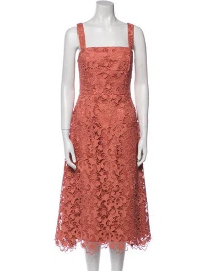 Pre-owned Milly Lace Pattern Midi Length Dress In Pink
