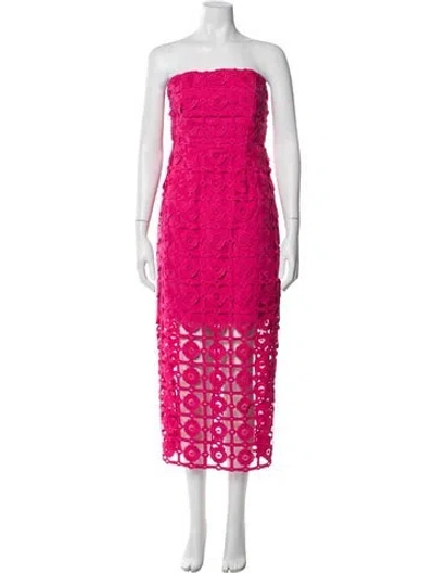 Pre-owned Milly Lace Pattern Midi Length Dress In Pink