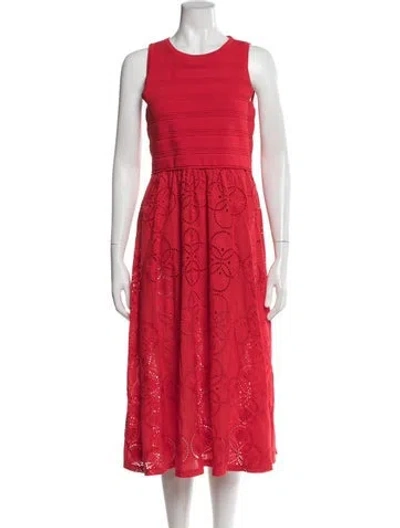 Pre-owned Milly Lace Pattern Midi Length Dress In Pink