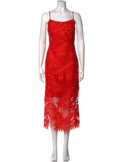 Pre-owned Milly Lace Pattern Midi Length Dress In Red