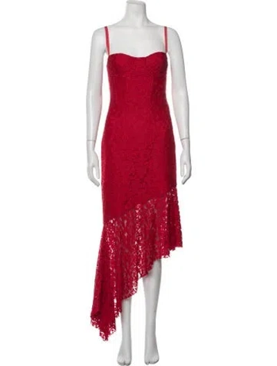 Pre-owned Milly Lace Pattern Midi Length Dress In Red