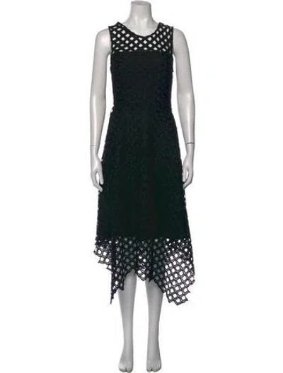 Pre-owned Milly Lace Pattern Midi Length Dress W/ Tags In Black