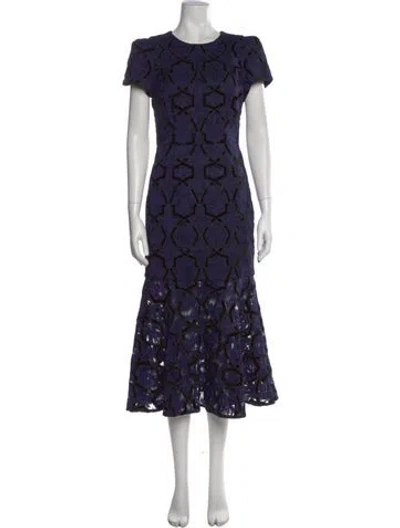 Pre-owned Milly Lace Pattern Midi Length Dress W/ Tags In Blue