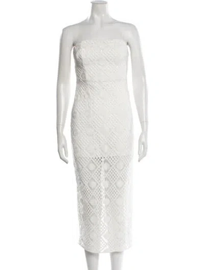 Pre-owned Milly Lace Pattern Midi Length Dress W/ Tags In White