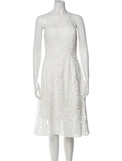 Pre-owned Milly Lace Pattern Midi Length Dress In White