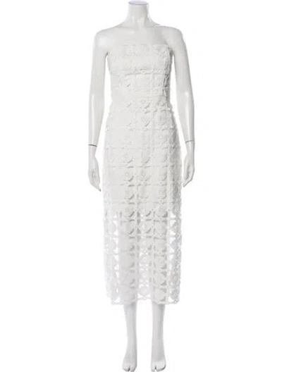 Pre-owned Milly Lace Pattern Midi Length Dress In White