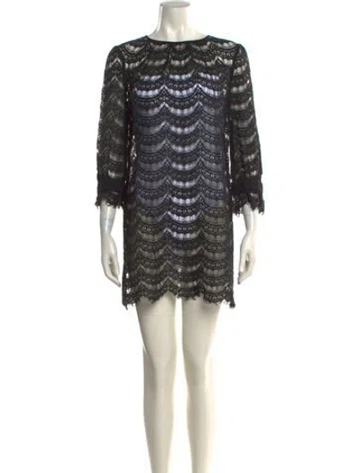 Pre-owned Milly Lace Pattern Mini Dress In Black