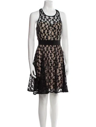 Pre-owned Milly Lace Pattern Mini Dress In Black