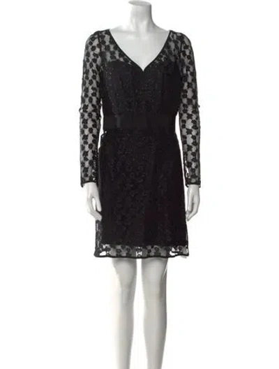 Pre-owned Milly Lace Pattern Mini Dress In Black