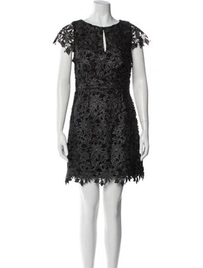Pre-owned Milly Lace Pattern Mini Dress In Black