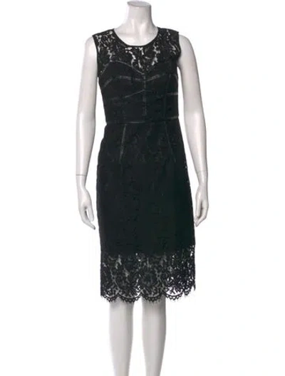 Pre-owned Milly Lace Pattern Mini Dress In Black