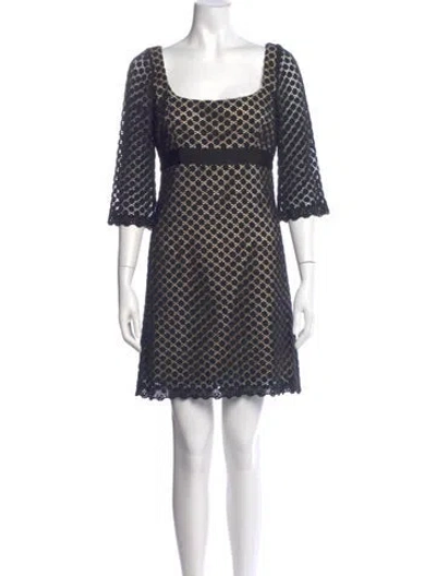 Pre-owned Milly Lace Pattern Mini Dress In Black