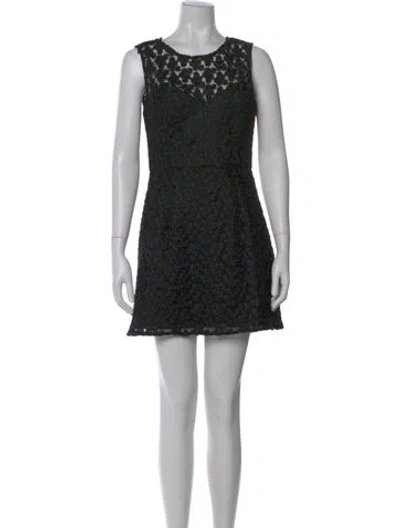 Pre-owned Milly Lace Pattern Mini Dress In Black