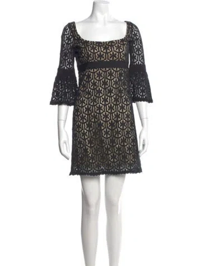 Pre-owned Milly Lace Pattern Mini Dress In Black