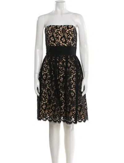 Pre-owned Milly Lace Pattern Mini Dress In Black
