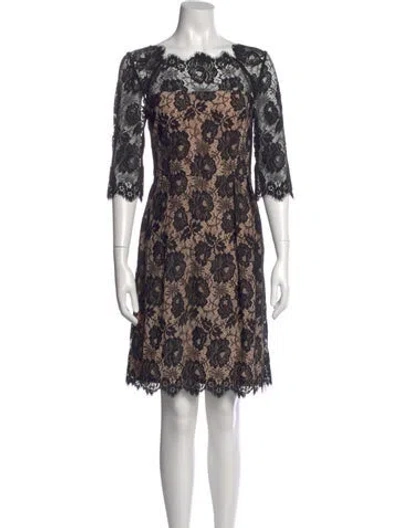 Pre-owned Milly Lace Pattern Mini Dress In Black