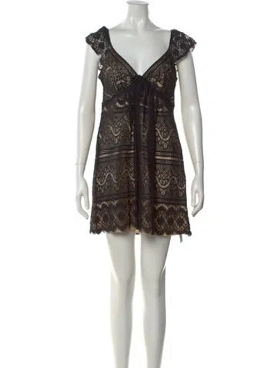 Pre-owned Milly Lace Pattern Mini Dress In Black