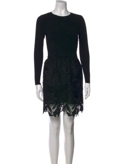 Pre-owned Milly Lace Pattern Mini Dress In Black