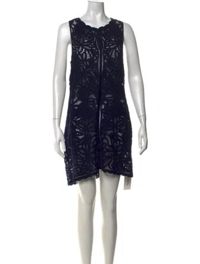 Pre-owned Milly Lace Pattern Mini Dress In Black