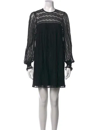 Pre-owned Milly Lace Pattern Mini Dress In Black