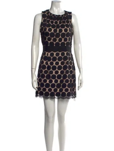 Pre-owned Milly Lace Pattern Mini Dress In Black
