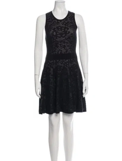 Pre-owned Milly Lace Pattern Mini Dress In Black