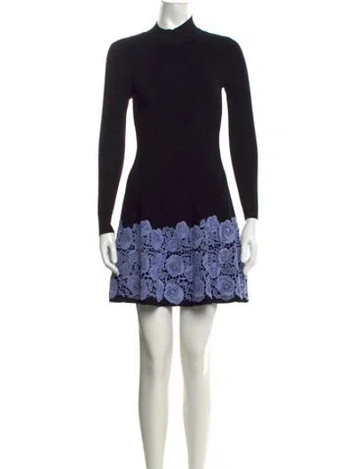 Pre-owned Milly Lace Pattern Mini Dress In Black