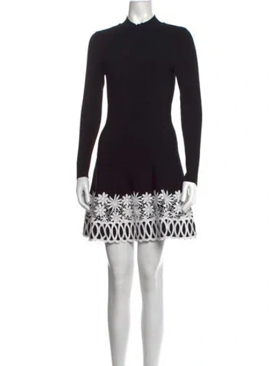 Pre-owned Milly Lace Pattern Mini Dress In Black