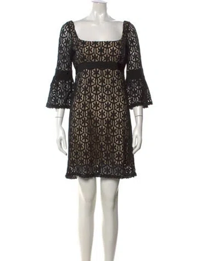 Pre-owned Milly Lace Pattern Mini Dress In Black