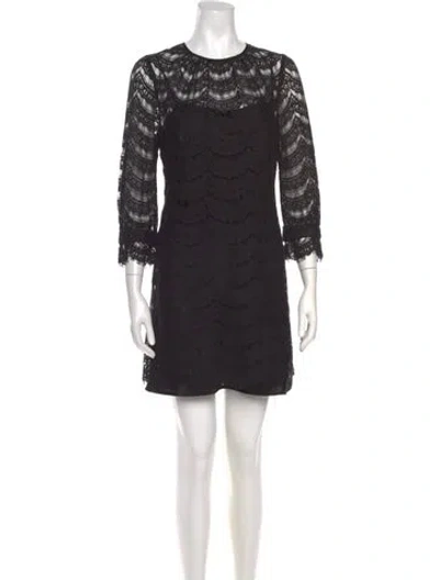 Pre-owned Milly Lace Pattern Mini Dress In Black