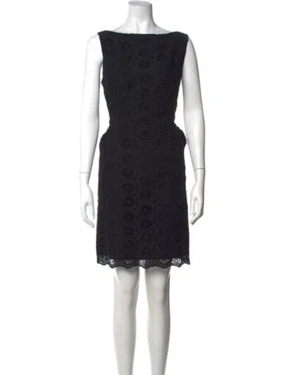Pre-owned Milly Lace Pattern Mini Dress In Black