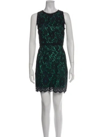 Pre-owned Milly Lace Pattern Mini Dress In Black/green