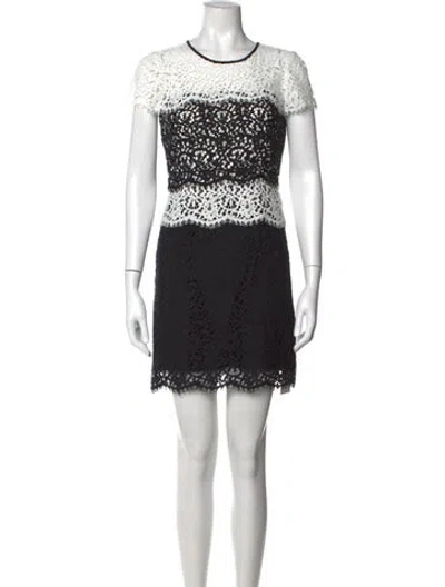 Pre-owned Milly Lace Pattern Mini Dress In Black/white