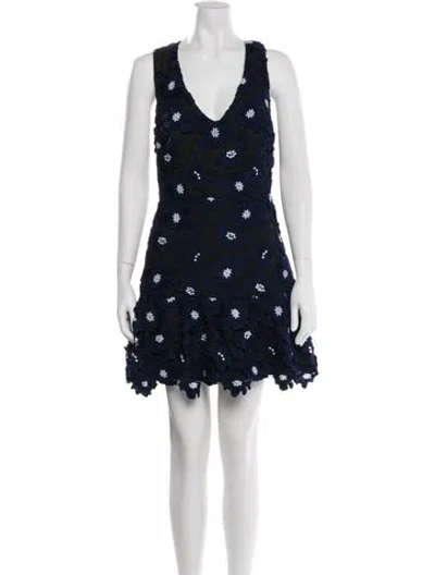 Pre-owned Milly Lace Pattern Mini Dress In Blue