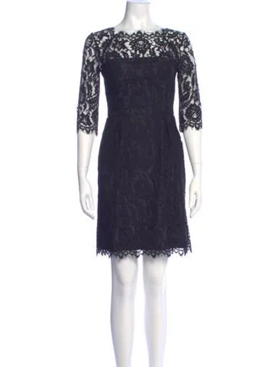 Pre-owned Milly Lace Pattern Mini Dress In Blue
