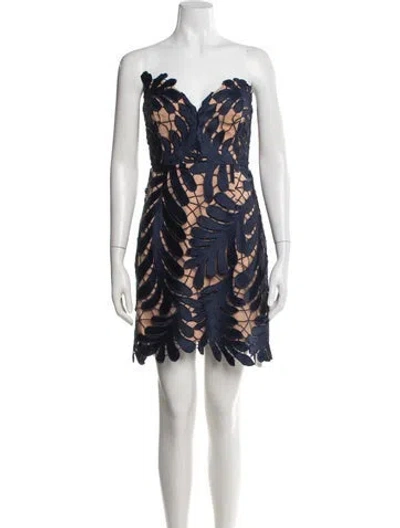 Pre-owned Milly Lace Pattern Mini Dress In Blue