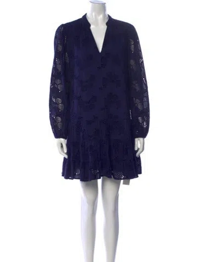 Pre-owned Milly Lace Pattern Mini Dress In Blue