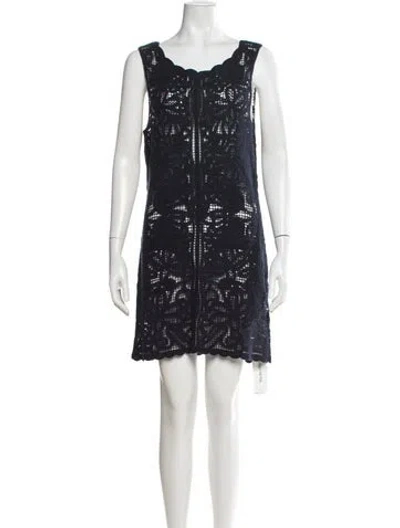 Pre-owned Milly Lace Pattern Mini Dress In Blue