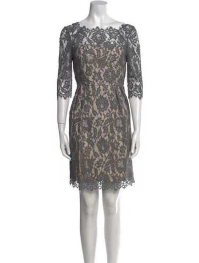Pre-owned Milly Lace Pattern Mini Dress In Gray