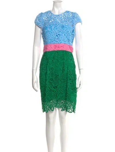 Pre-owned Milly Lace Pattern Mini Dress In Green