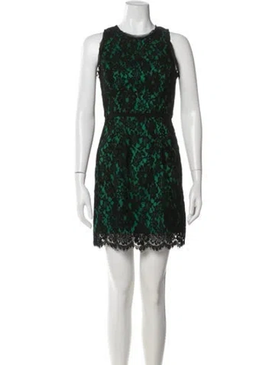 Pre-owned Milly Lace Pattern Mini Dress In Green
