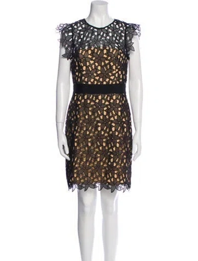 Pre-owned Milly Lace Pattern Mini Dress In Neutral
