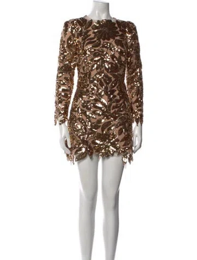 Pre-owned Milly Lace Pattern Mini Dress In Neutral