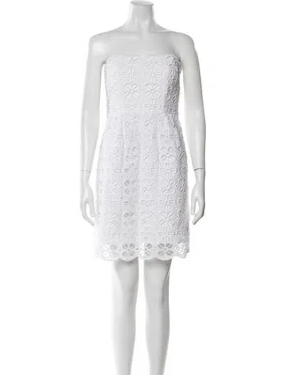Pre-owned Milly Lace Pattern Mini Dress In Neutral