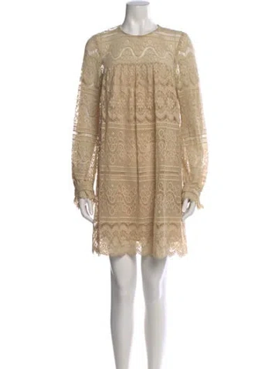 Pre-owned Milly Lace Pattern Mini Dress In Neutral